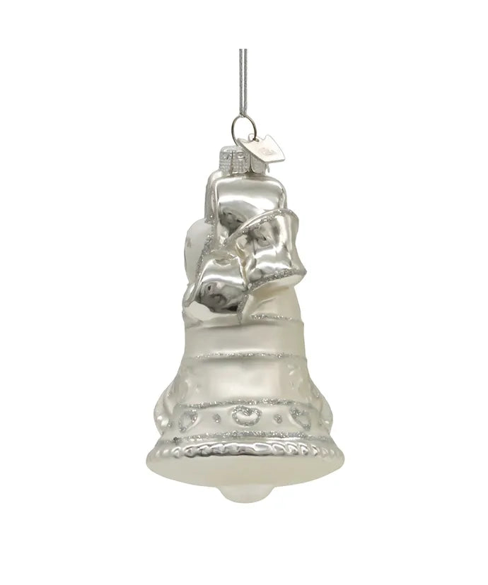 25th Anniversary Glass Bell Christmas Ornament | Silver Jubilee