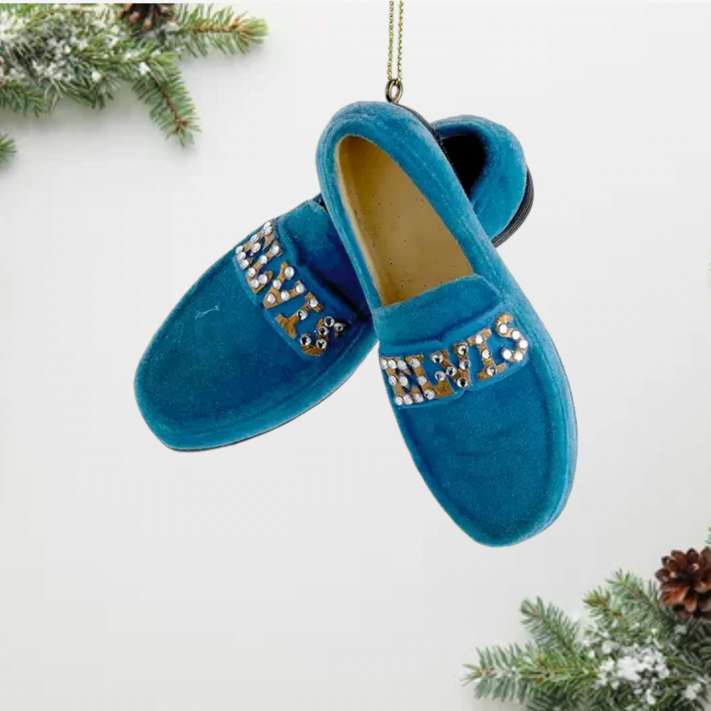 Elvis Presley Inspired Blue Suede Shoes Christmas Ornament