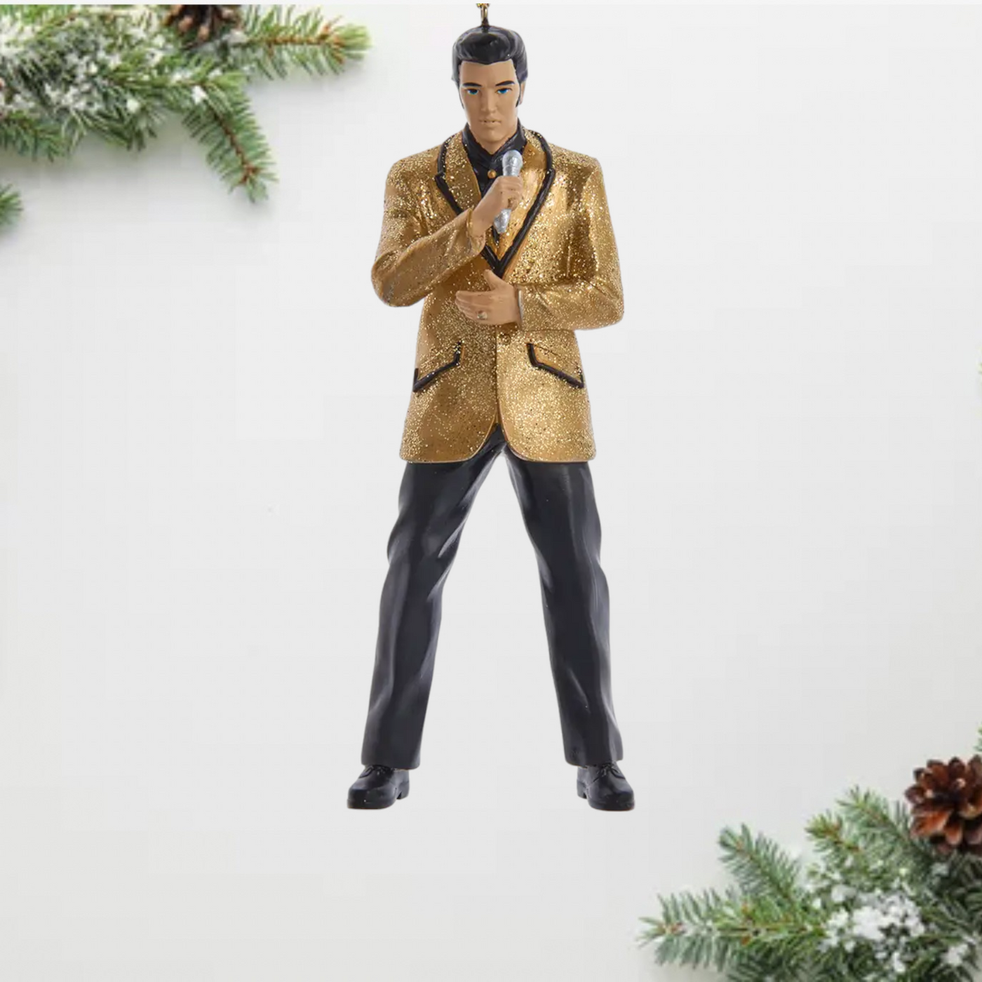 Elvis Presley in Gold Jacket Christmas Ornament