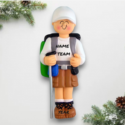 Personalized Male Hiker Christmas Ornament