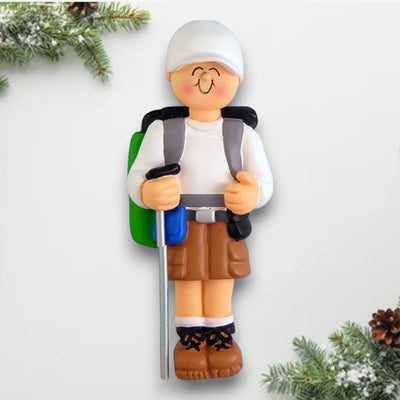 Personalized Male Hiker Christmas Ornament