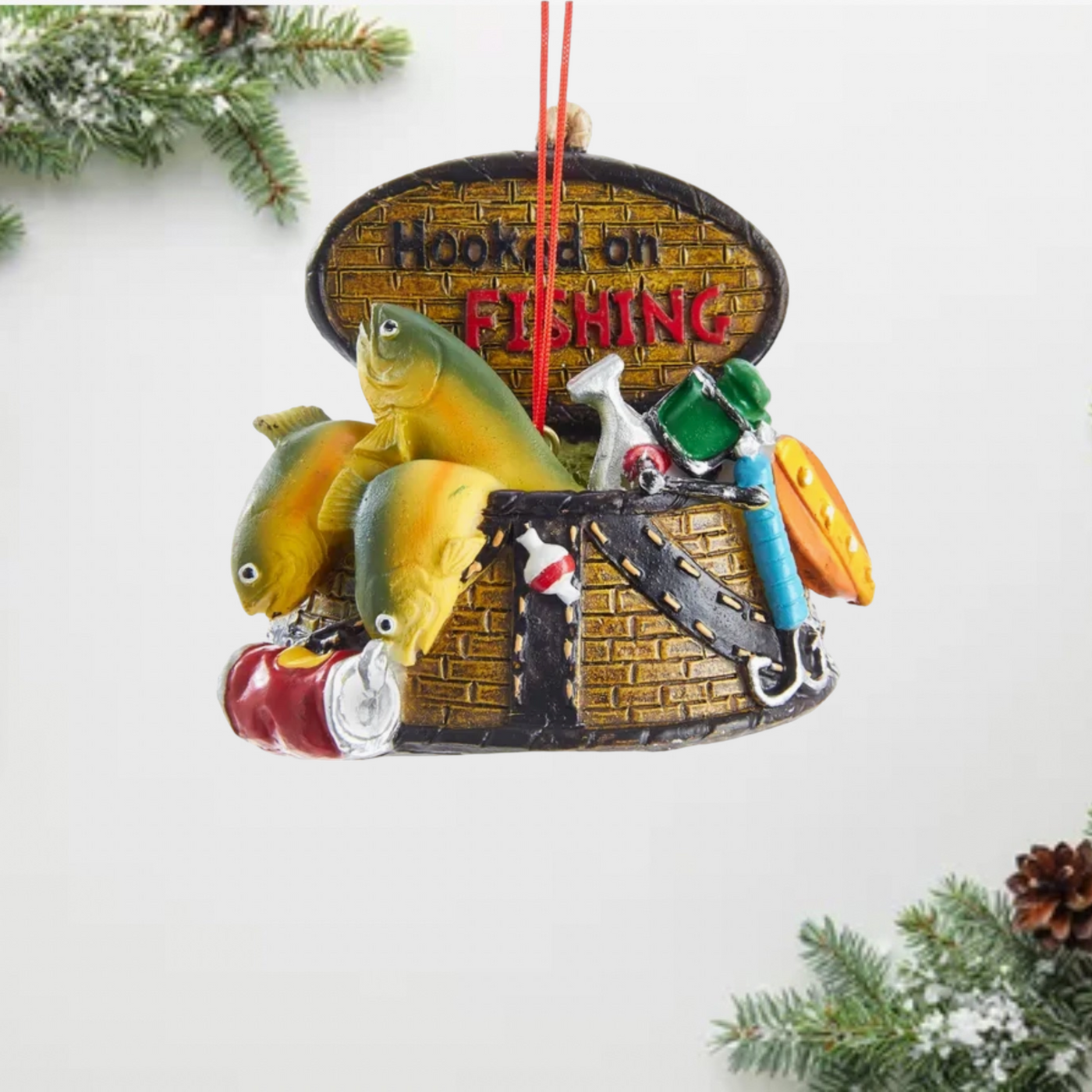 Personalized 'Hooked on Fishing' Christmas Ornament