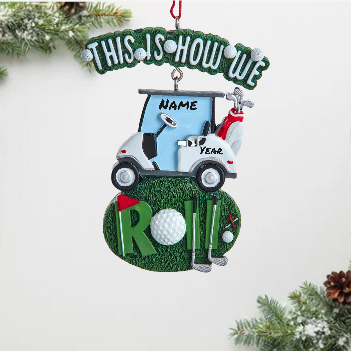 Personalized Golf Cart Christmas Ornament