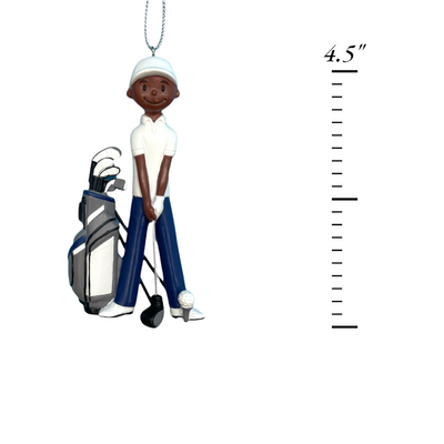 Personalized Black Golfer Christmas Ornament