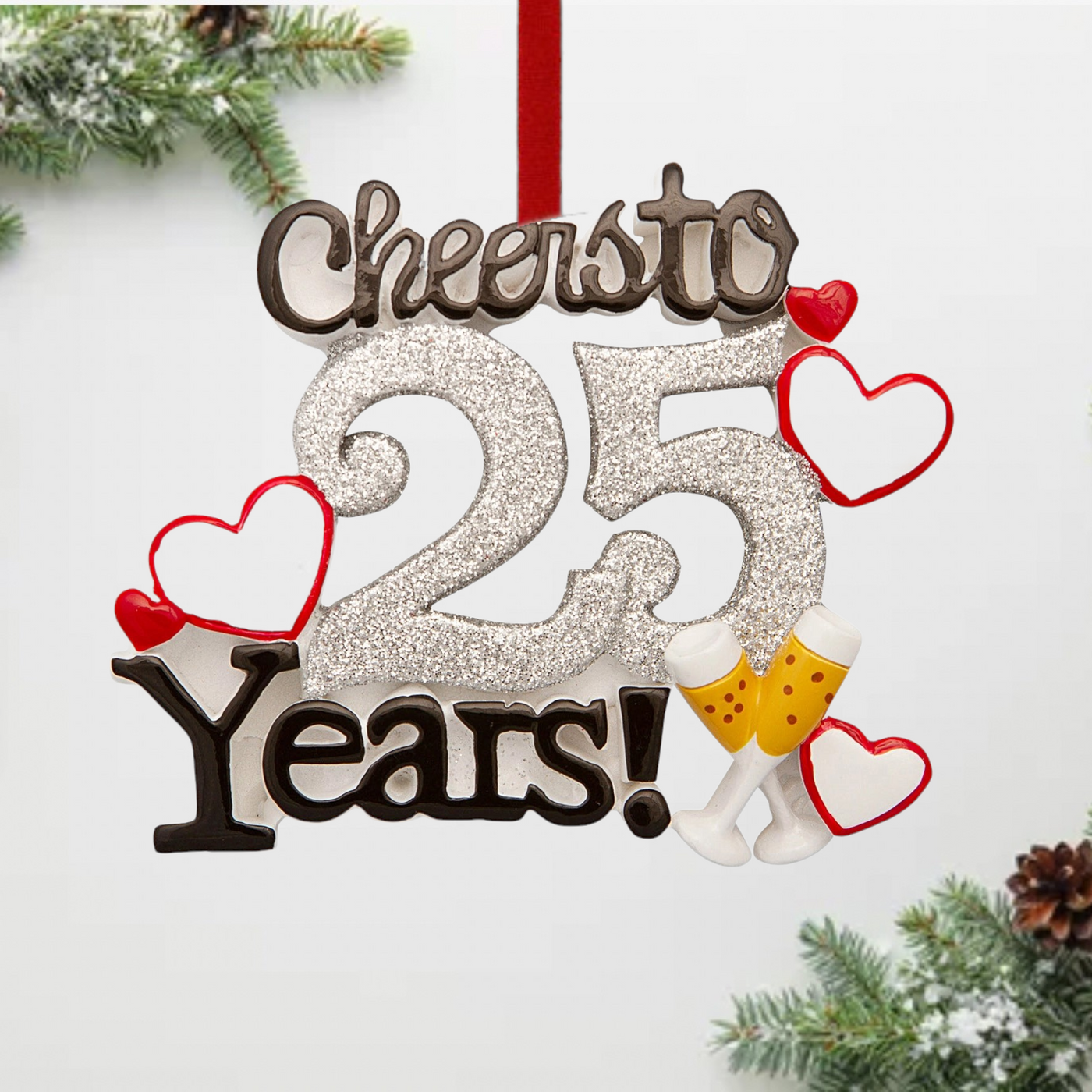 Cheers to 25 Years! Personalized Anniversary Ornament