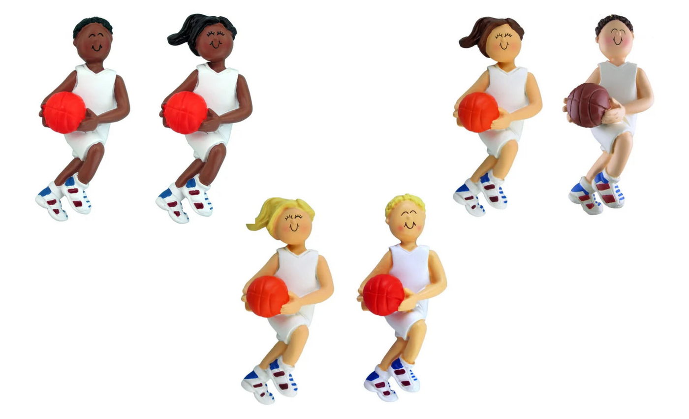 Personalized Brunette Female Basketball Christmas Ornament