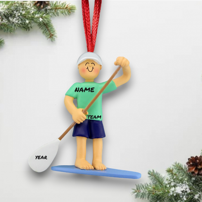 Personalized Male Paddle Board Christmas Ornament