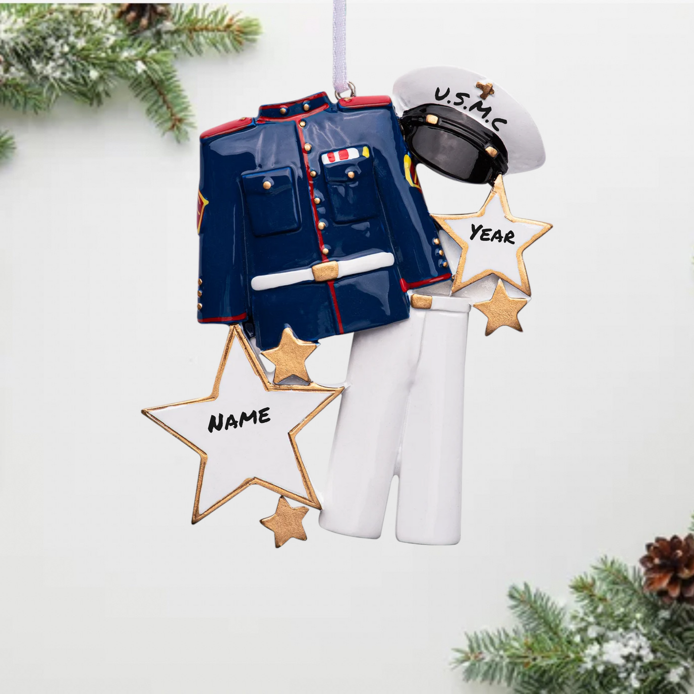 Personalized Marine Corps Uniform Christmas Ornament