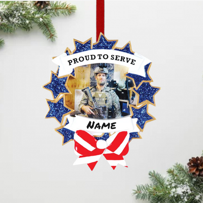 Personalized Armed Forces Picture Frame Christmas Ornament