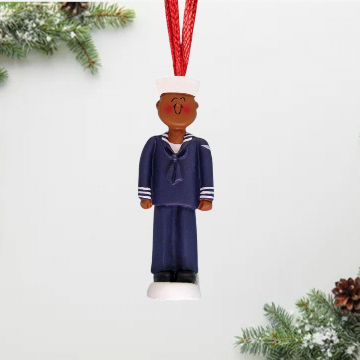 Personalized Black Navy Sailor Christmas Ornament