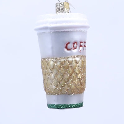 Coffee To Go Glass Christmas Ornament