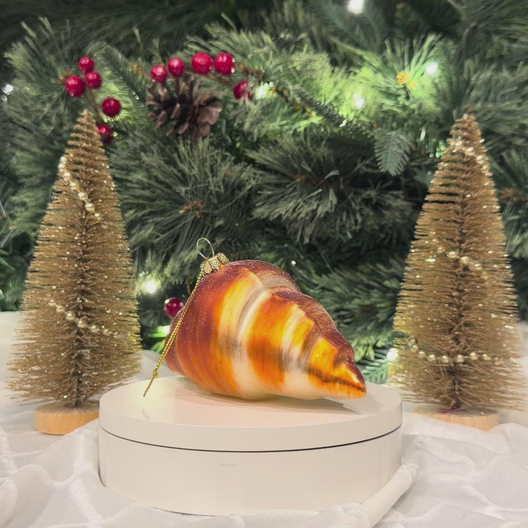 Glass Croissant Christmas Ornament