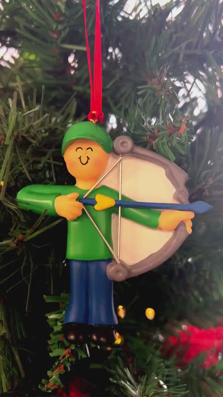 Personalized Male Archery Christmas Ornament