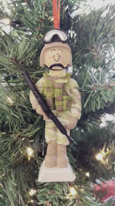 Personalized Army Soldier Christmas Ornament