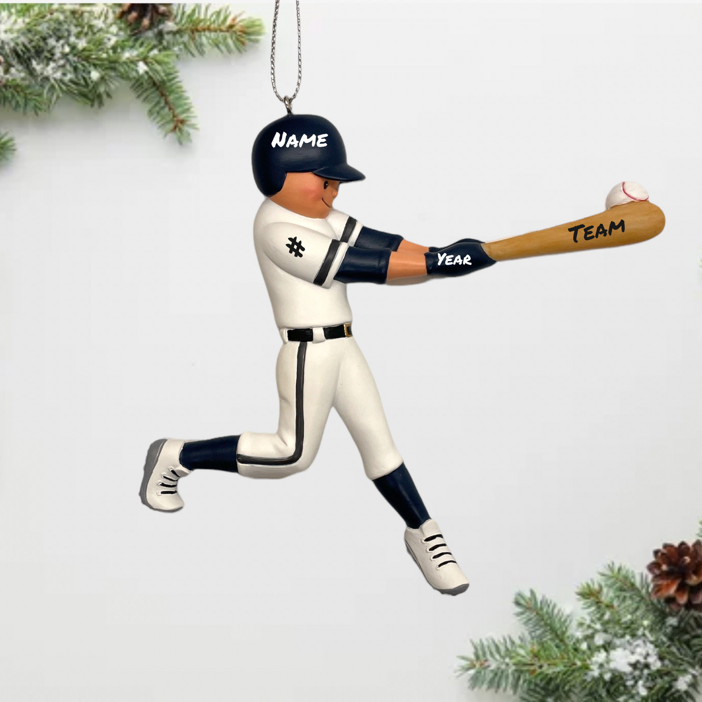 Personalized Baseball Player Ornament | Navy Uniform