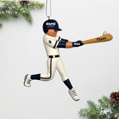 Personalized Baseball Player Ornament | Navy Uniform