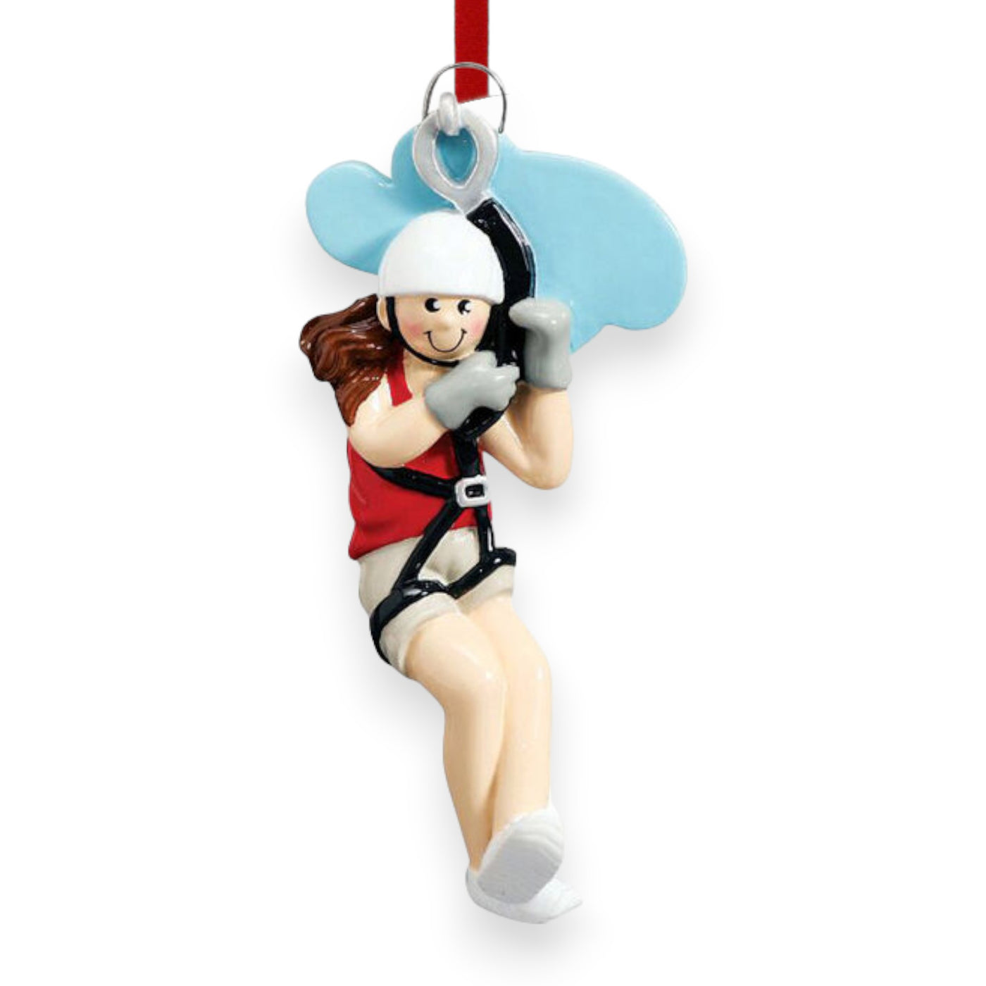 Personalized Zipline Girl Christmas Ornament