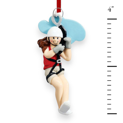 Personalized Zipline Girl Christmas Ornament